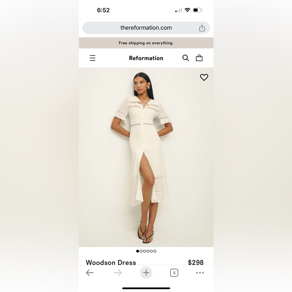 Reformation Woodson Dress, Ivory